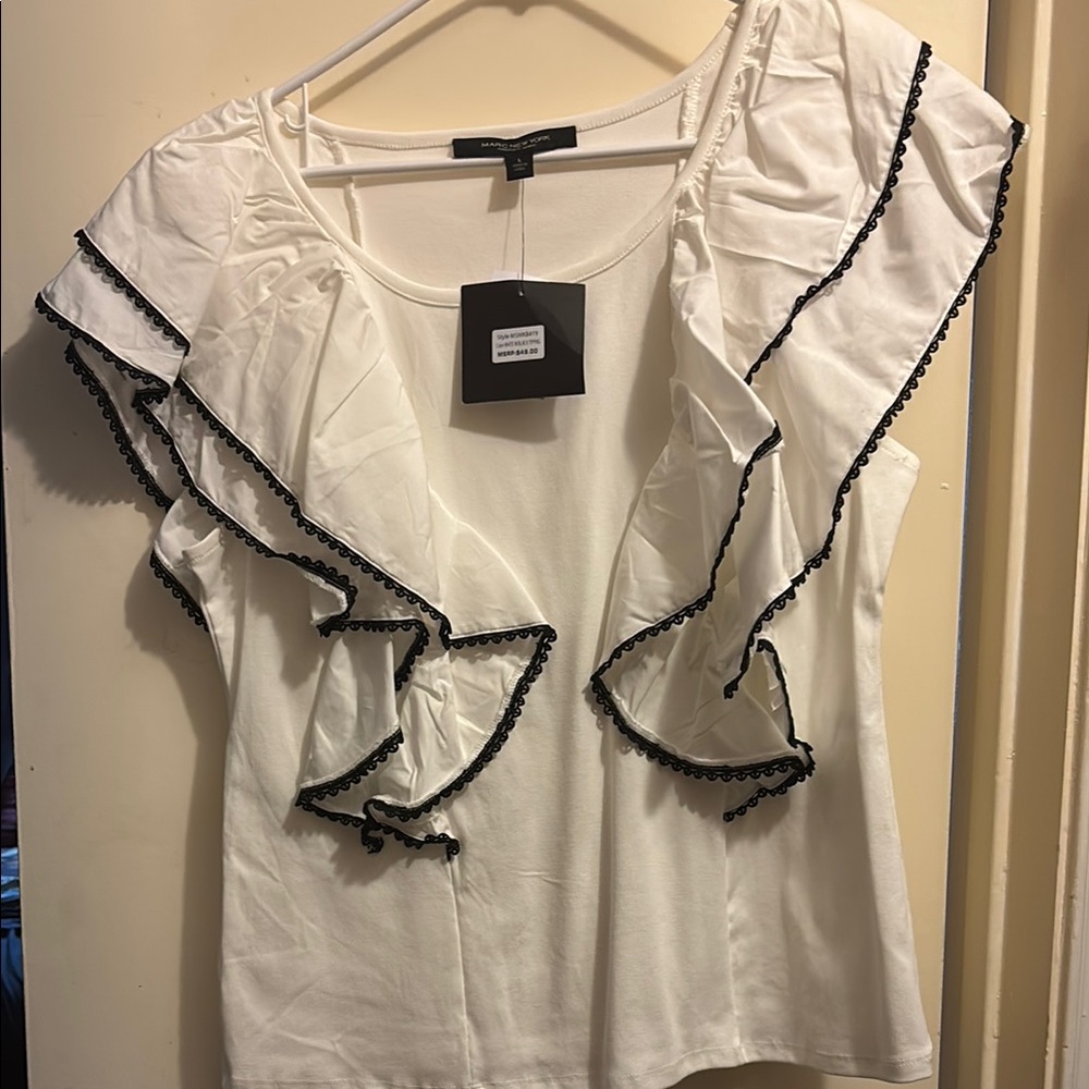 Marc New York White Blouse with Black Accents